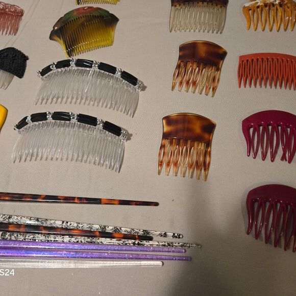 VTG Lot of 55 + Hair Clips,Barretes Made In France US, HK Hand Pained Rare - Picture 2 of 16